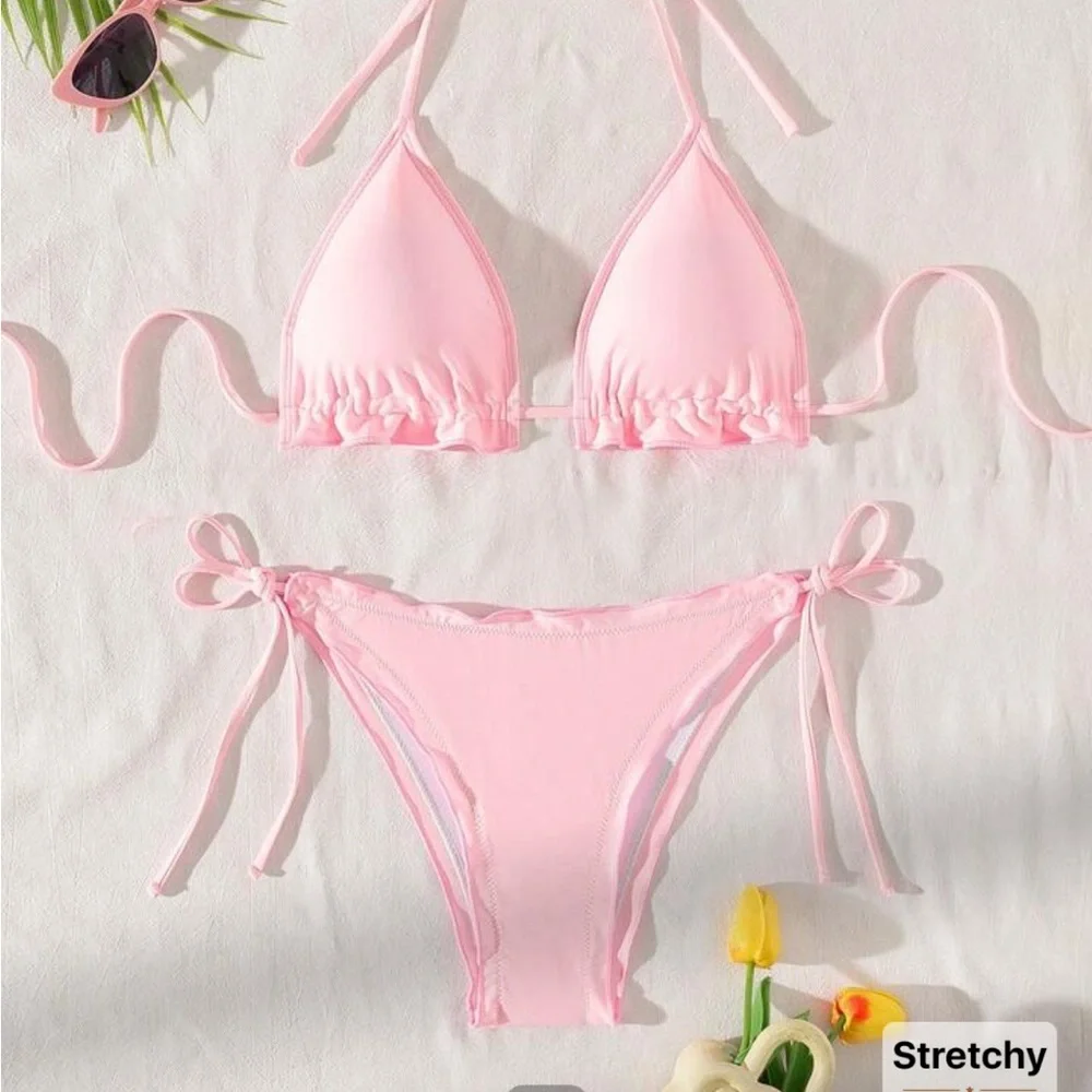 Pink Ruffled Bikini Set - Picture 2 of 5